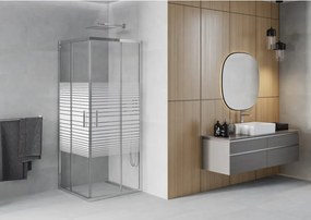Mexen Rio cabine de duche quadrada 90 x 90 cm, faixas brancas, cromado - 860-090-090-01-20