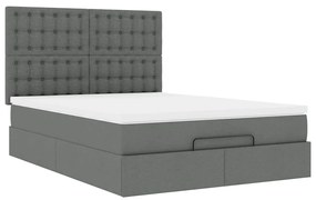 Estrutura de cama otomana com colchão 140x190cm cinzento escuro