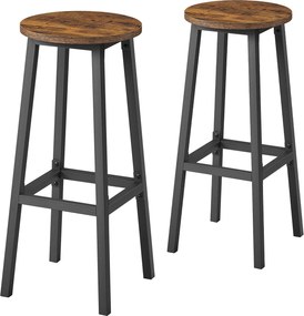 Conjunto de 2 Bancos de bar castanhos-pretos