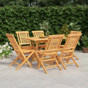 vidaXL Conjunto de jantar para jardim 7 pcs madeira de teca maciça