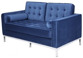 Sofá ARLES, 2 lugares, tecido velvet azul
