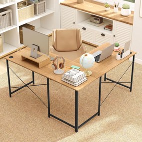 Secretária em L de 150 x 150 x 75 cm, reversível, com suporte para monitor amovível e sistema de organização de cabos, para escritório em casa, na cor