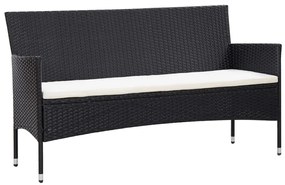 5 pcs conjunto lounge de jardim c/ almofadões vime PE preto