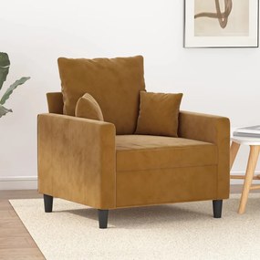 vidaXL Poltrona 60 cm veludo castanho