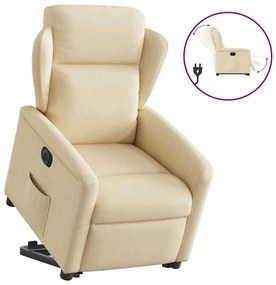 vidaXL Poltrona reclinável elevatória elétrica tecido cor creme