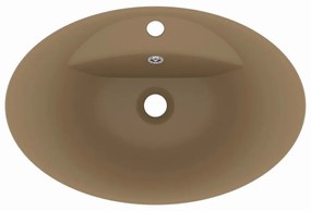 Lavatório luxuoso oval 58,5x39 cm cerâmica creme mate