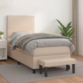 vidaXL Cama com molas/colchão 80x200 cm couro artificial cappuccino