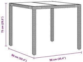 Conjunto de Jantar de Jardim vidaXL 3 Peças Cinza Polyrattan