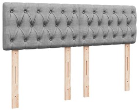 Cama Otomana com Colchão &amp; LEDs Cinzento Claro 140x190cm Tecido