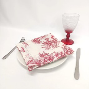 Individual/Guardanapo Linho COL Toile de Jouy Red