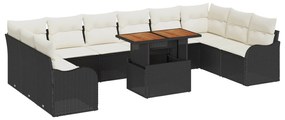 vidaXL Conjunto de Sofá de Jardim 11 pcs Preto Rattan Sintético