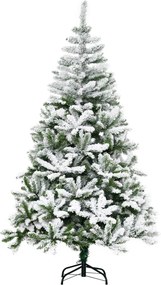 HOMCOM Árvore de Natal Artificial 180cm com Neve Ignífugo com 750 Ramos Folhas de PVC e Base Dobrável Verde | Aosom Portugal