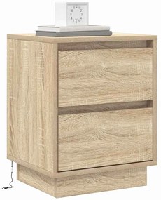 Mesa de Cabeceira com Luzes LED Carvalho Sonoma 39x34,5x50 cm