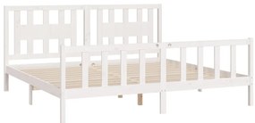 Estrutura de cama com cabeceira 200x200 cm pinho maciço branco