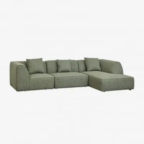 Sofá Modular Chaise Longue Direito De 3 Peças Estofado Cardea Bouclé Verde Sálvia - Sklum