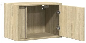 Mesa de cabeceira de parede com luzes LED carvalho sonoma