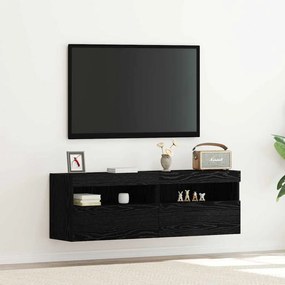 Armários de TV vidaXL com luzes LED 2 pcs Carvalho Preto 60x30x40 cm
