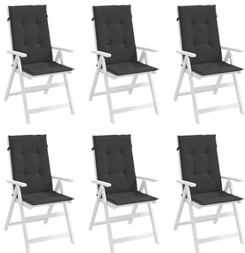 Almofadões para cadeiras altas de jardim 6 pcs tecido preto