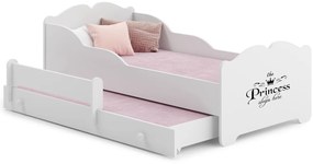 Cama dupla infantil ANNA 160x80 branca - ilustração princesa - colchão e estrado incluído