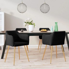 vidaXL Cadeiras de jantar 4 pcs veludo preto