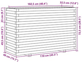 Vaso/floreira de jardim 110x40x72,5cm pinho maciço castanho mel