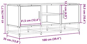 Móvel TV 100x35x41cm derivados madeira/metal carvalho castanho