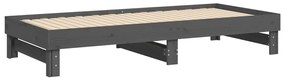 Sofá-cama de puxar 2x(100x200) cm pinho maciço cinza