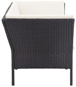 8 pcs conjunto lounge de jardim c/ almofadões vime PE preto
