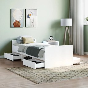 vidaXL Estrutura de cama c/ painéis cabeceira e pés 75x190 cm branco