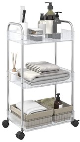 vidaXL Carrinho arrumação 3 camadas transparente 37x28x68 cm acrílico