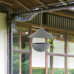 Alimentador de pássaros metálico suspenso 2 em 1 com cúpula à prova de intempéries, gancho e reservatório de água Natural