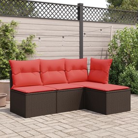 vidaXL Banco de jardim com almofada marrom 55x55x37 cm vime sintético