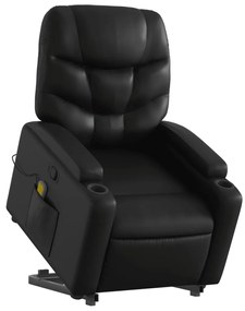 Poltrona massagens reclinável elevatória couro artificial preto