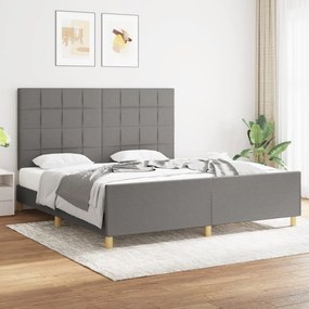 vidaXL Estrutura de cama sem colchão 180x200 cm tecido cinzento-escuro