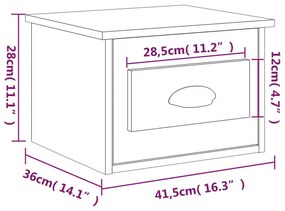 Mesas de cabeceira parede 2 pcs 41,5x36x28 cm cinzento cimento