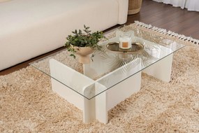 Mesa de Café Flavio - Branco Madeira - 105x30x65 cm