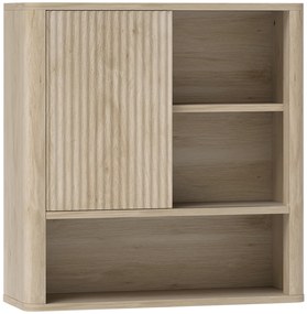 HOMCOM Armário de Casa de Banho de Parede com Prateleiras Ajustáveis Porta Deslizante e Compartimentos 60x20x62 cm Madeira