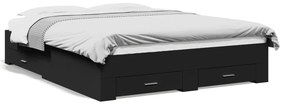 vidaXL Estrutura de cama c/ gavetas 150x200 cm derivados madeira preto
