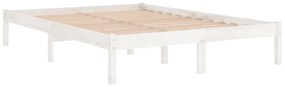 Estrutura de cama casal 135x190 cm madeira maciça branco