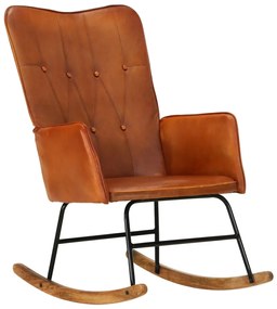 vidaXL Cadeira de baloiço couro genuíno cor bronze