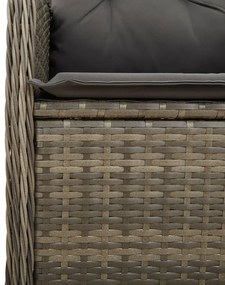 Cadeiras jardim reclináveis 2 pcs c/ almofadões vime PE cinza