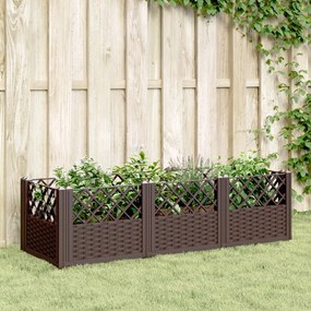 vidaXL Vaso/floreira jardim c/ estacas 123,5x43,5x43,5 cm PP castanho