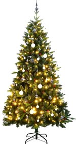 vidaXL Árvore Natal artificial articulada 150 luzes LED e bolas 120 cm