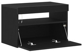 Armário de Cabeceira com Luzes LED Carvalho Preto 60x35x40 cm Madeira