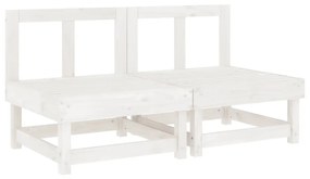 Sofás de centro para jardim 2 pcs madeira pinho maciça branco