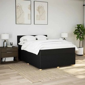 Cama com molas/colchão 140x200 cm tecido preto