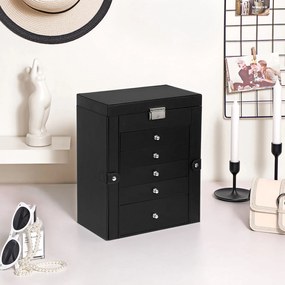 Caixa para joias com 6 níveis 26 x 15,5 x 32 cm preto