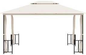 Gazebo com paredes laterais e telhado duplo 3x4 m cor creme