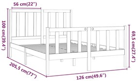 Cama sem colchão 120x200 cm madeira de pinho maciça