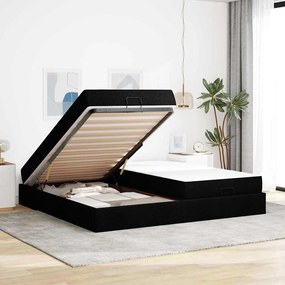 vidaXL Estrutura da Cama com armazenamento Preto 200 x 200 cm tecido